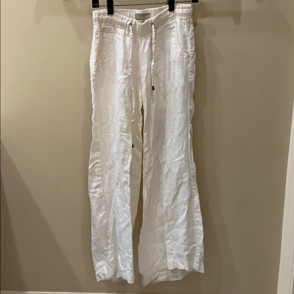 Guess Linen White Flowy Pants
